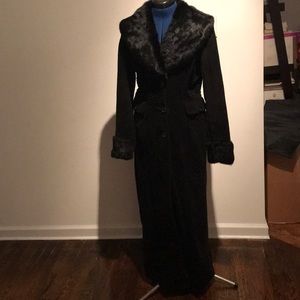 Light corduroy coat with rabbit trim from Arden B